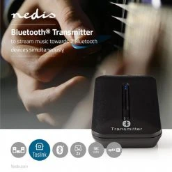 Nedis Émetteur Audio Sans Fil | Bluetooth® | Jusqu'à 2 Écouteurs | Noir